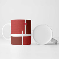 Custom Denmark Football Ceramic Mug Black Grunge Line and Rune Inspired Sporty Style
