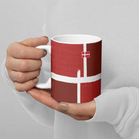 Custom Denmark Football Ceramic Mug Black Grunge Line and Rune Inspired Sporty Style
