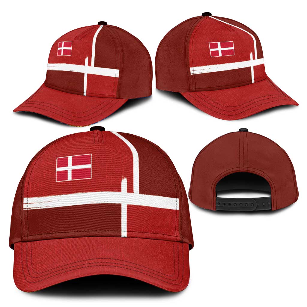 Denmark Football Classic Cap Black Grunge Line and Rune Inspired Sporty Style
