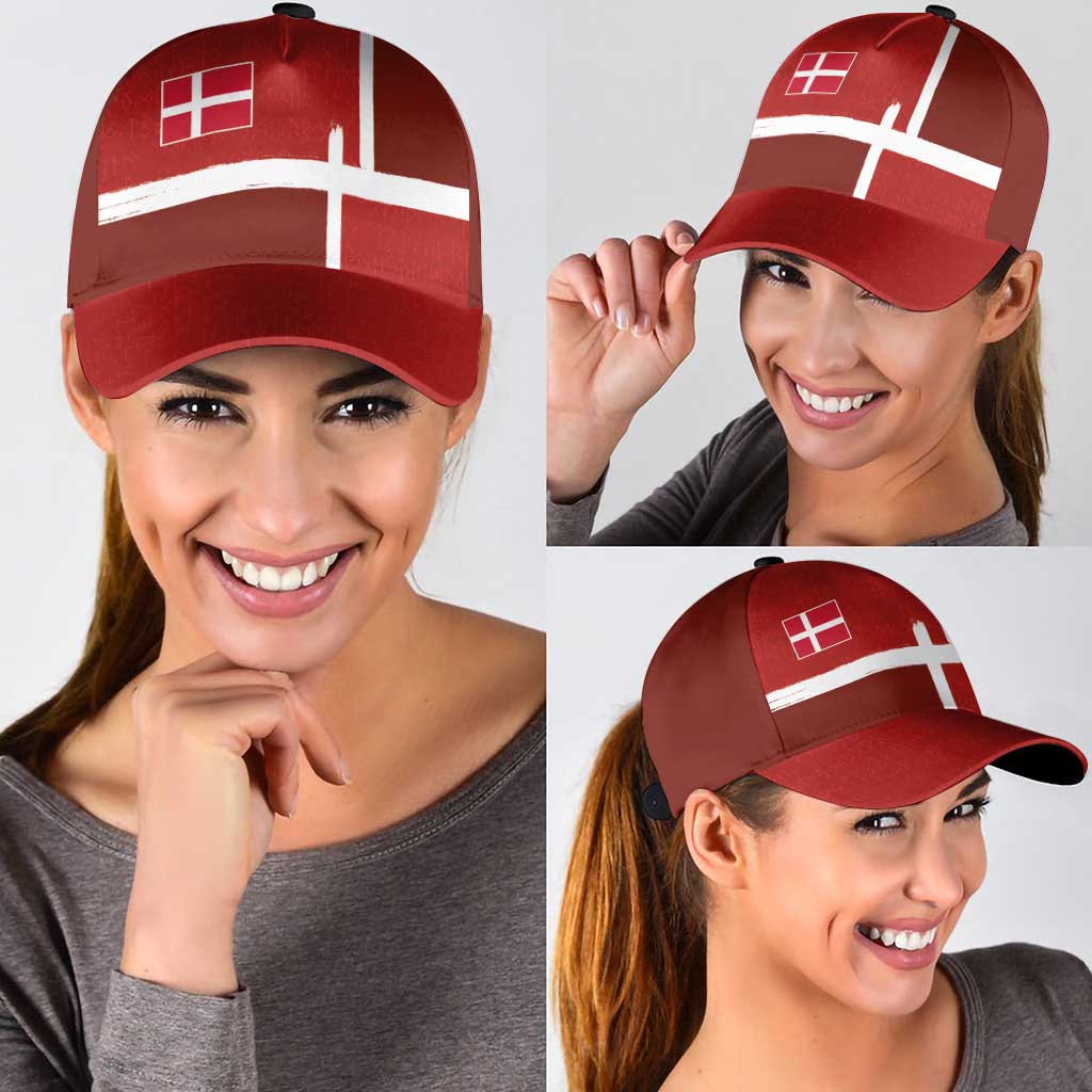 Denmark Football Classic Cap Black Grunge Line and Rune Inspired Sporty Style