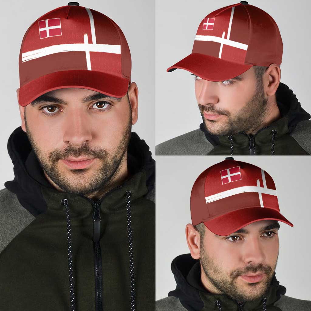 Denmark Football Classic Cap Black Grunge Line and Rune Inspired Sporty Style