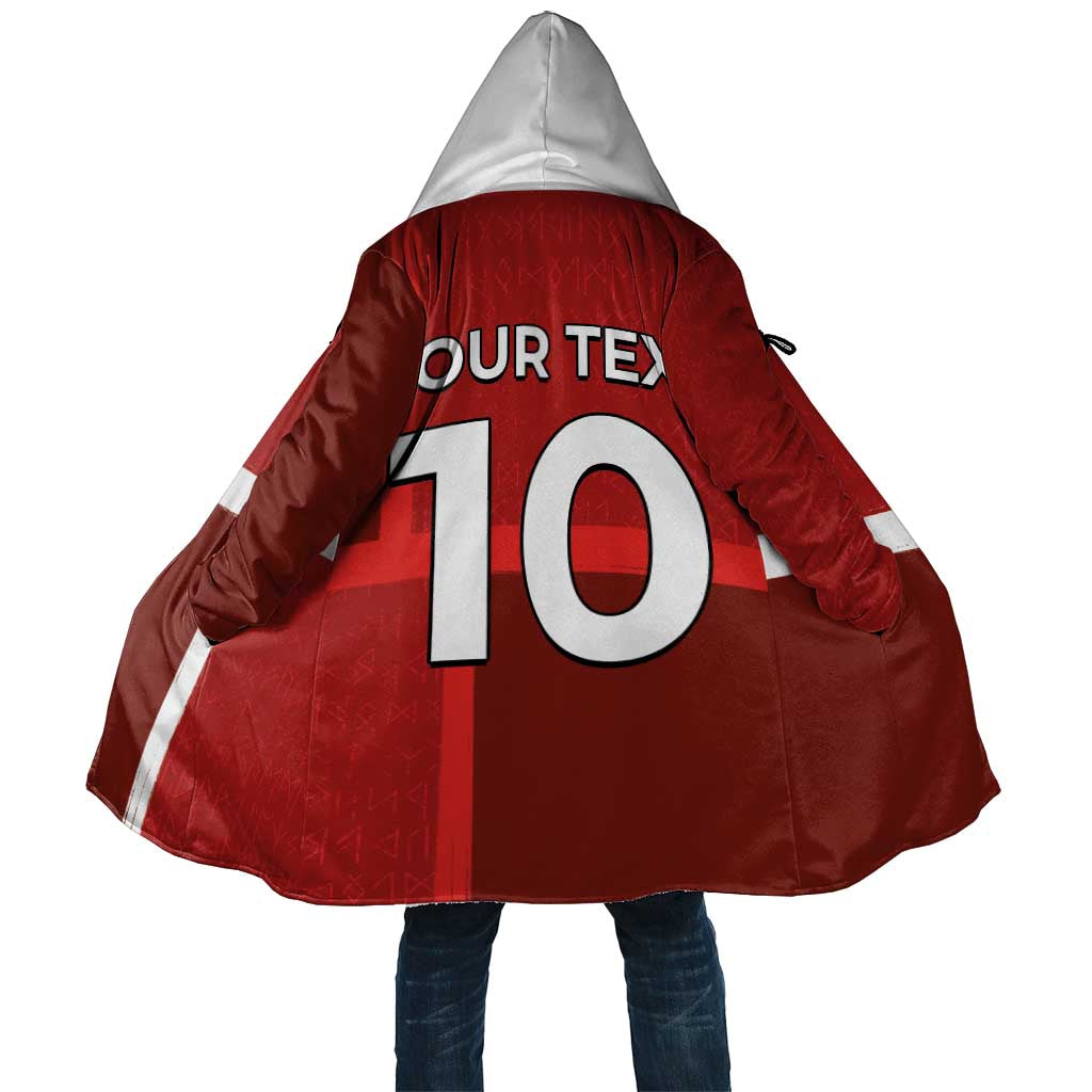 Custom Denmark Football Cloak Black Grunge Line and Rune Inspired Sporty Style