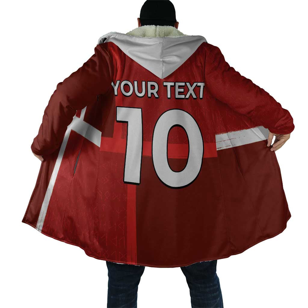 Custom Denmark Football Cloak Black Grunge Line and Rune Inspired Sporty Style