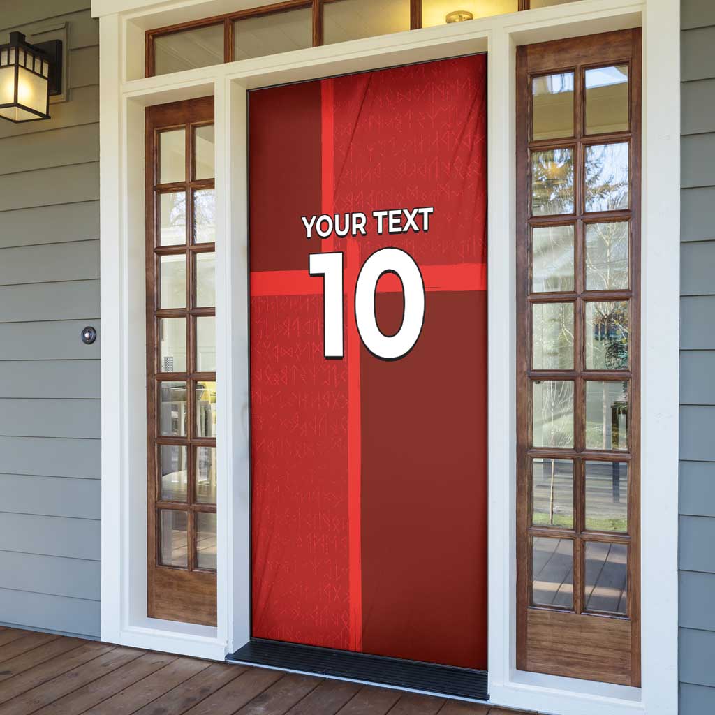 Custom Denmark Football Door Cover Black Grunge Line and Rune Inspired Sporty Style