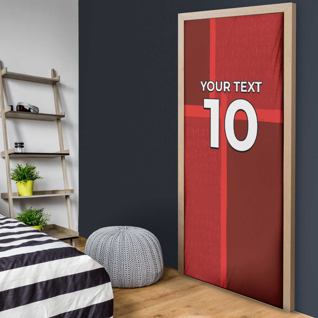 Custom Denmark Football Door Cover Black Grunge Line and Rune Inspired Sporty Style