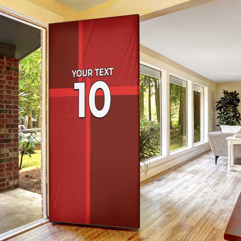 Custom Denmark Football Door Cover Black Grunge Line and Rune Inspired Sporty Style