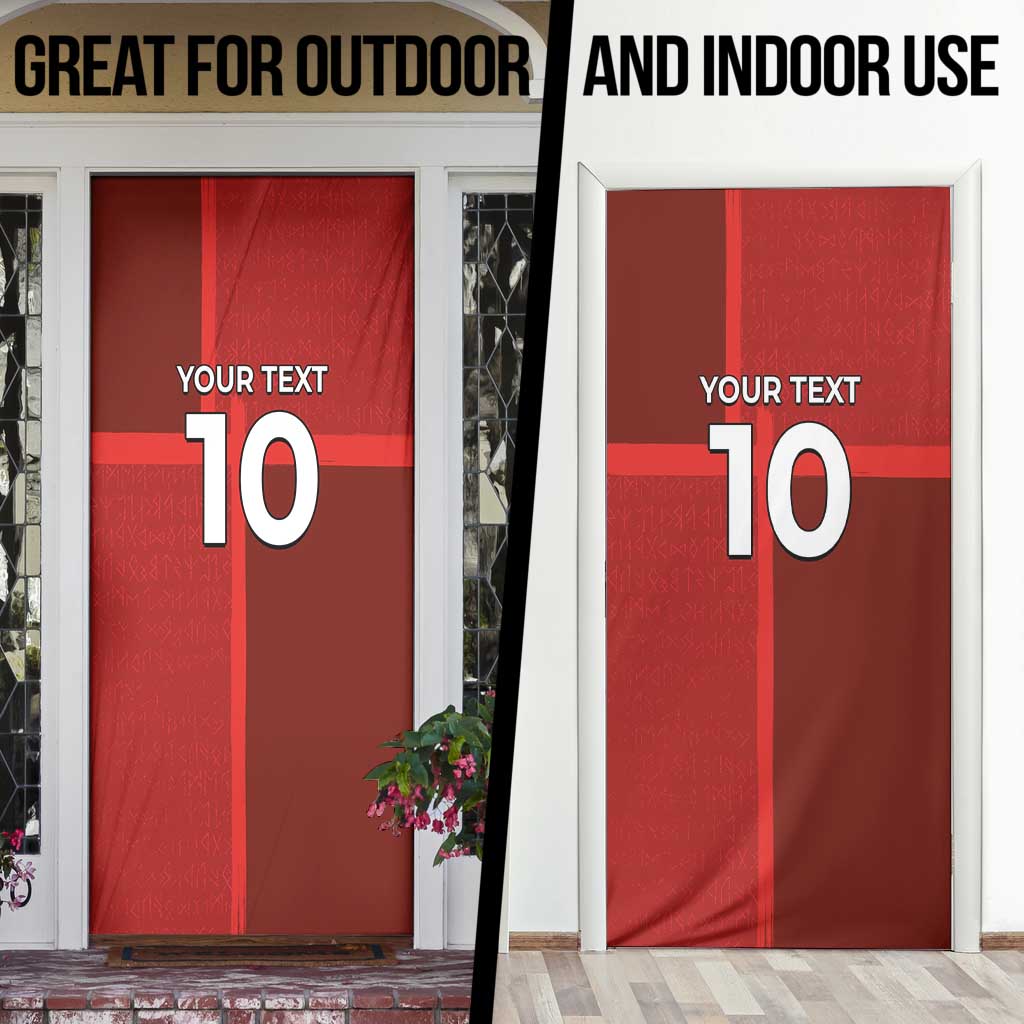 Custom Denmark Football Door Cover Black Grunge Line and Rune Inspired Sporty Style