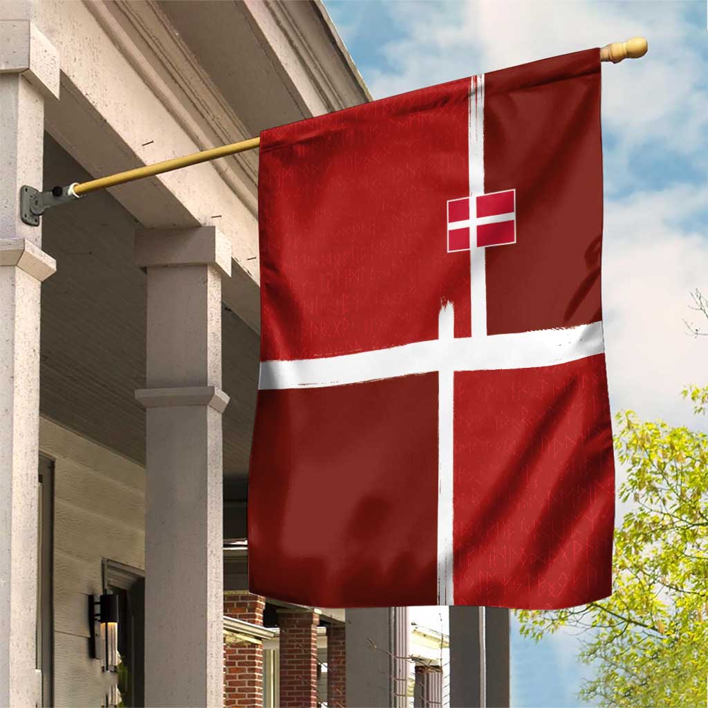 Denmark Football Garden Flag Black Grunge Line and Rune Inspired Sporty Style