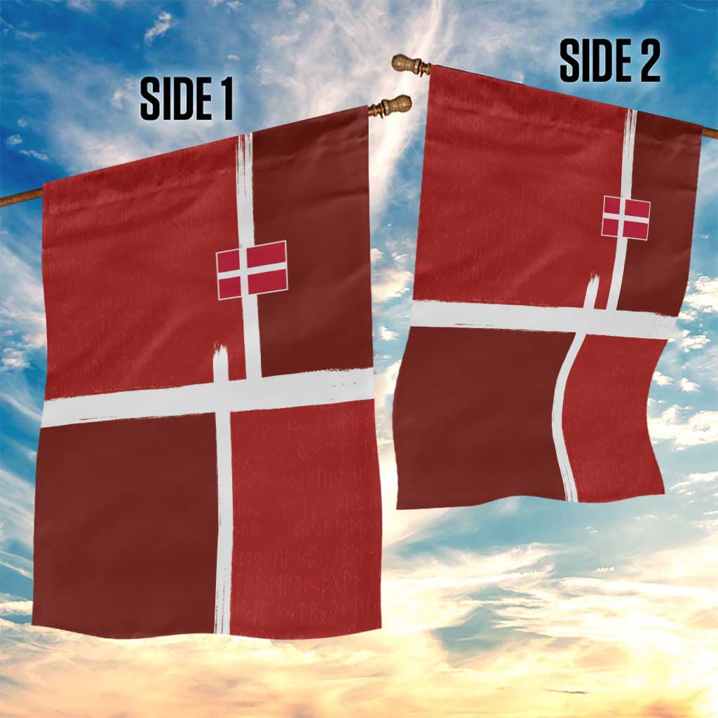 Denmark Football Garden Flag Black Grunge Line and Rune Inspired Sporty Style