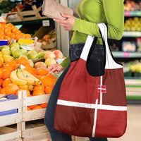 Denmark Football Grocery Bag Black Grunge Line and Rune Inspired Sporty Style