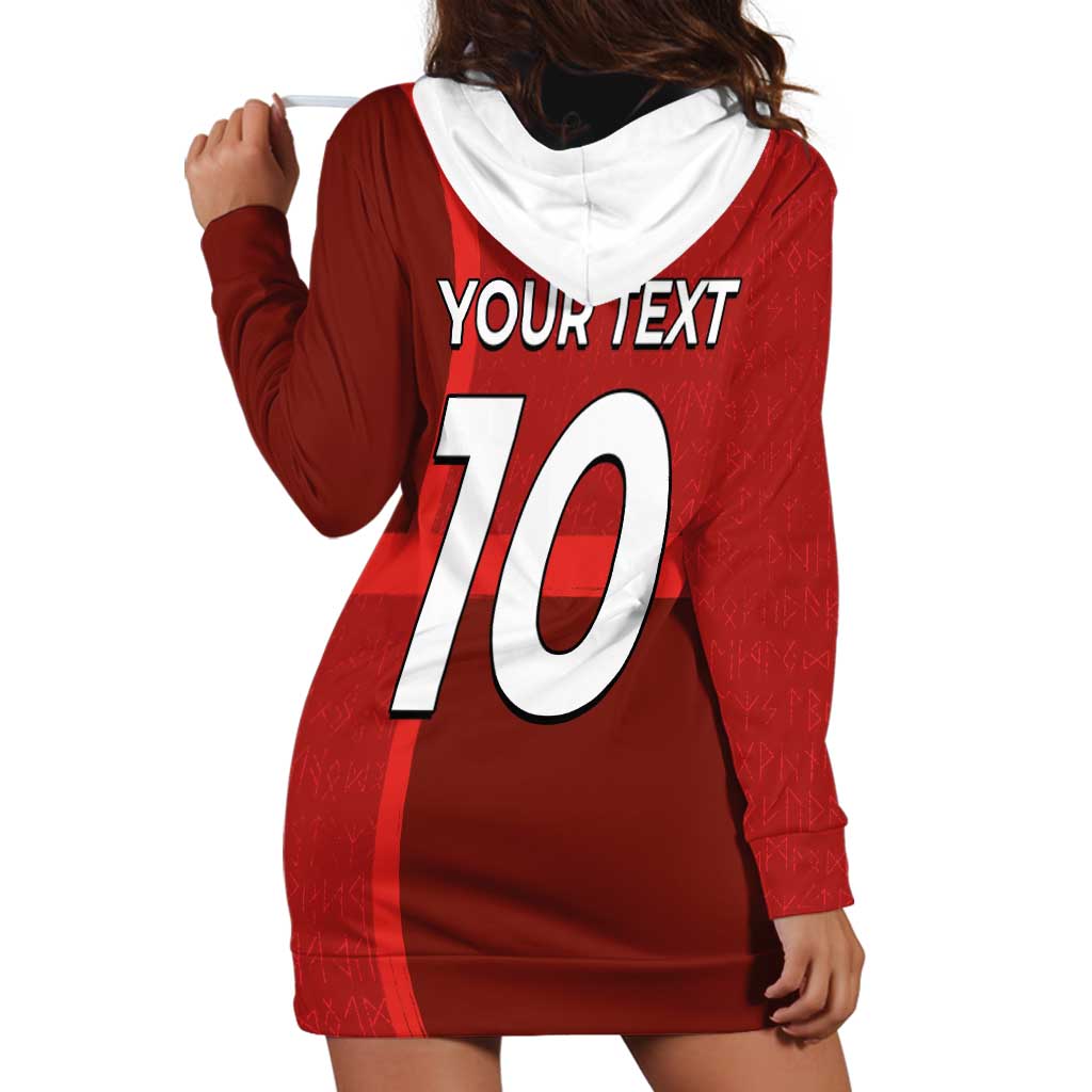 Custom Denmark Football Hoodie Dress Black Grunge Line and Rune Inspired Sporty Style