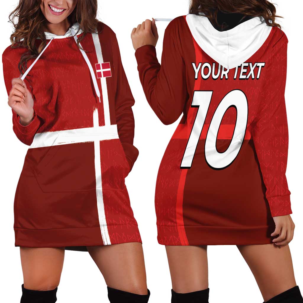 Custom Denmark Football Hoodie Dress Black Grunge Line and Rune Inspired Sporty Style