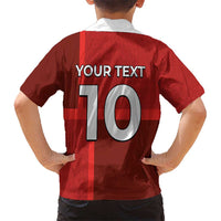 Custom Denmark Football Kid Hawaiian Shirt Black Grunge Line and Rune Inspired Sporty Style