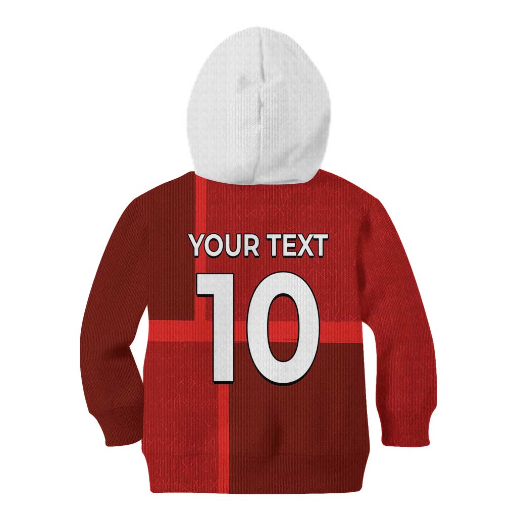 Custom Denmark Football Kid Hoodie Black Grunge Line and Rune Inspired Sporty Style