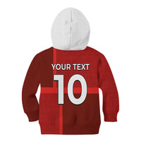 Custom Denmark Football Kid Hoodie Black Grunge Line and Rune Inspired Sporty Style