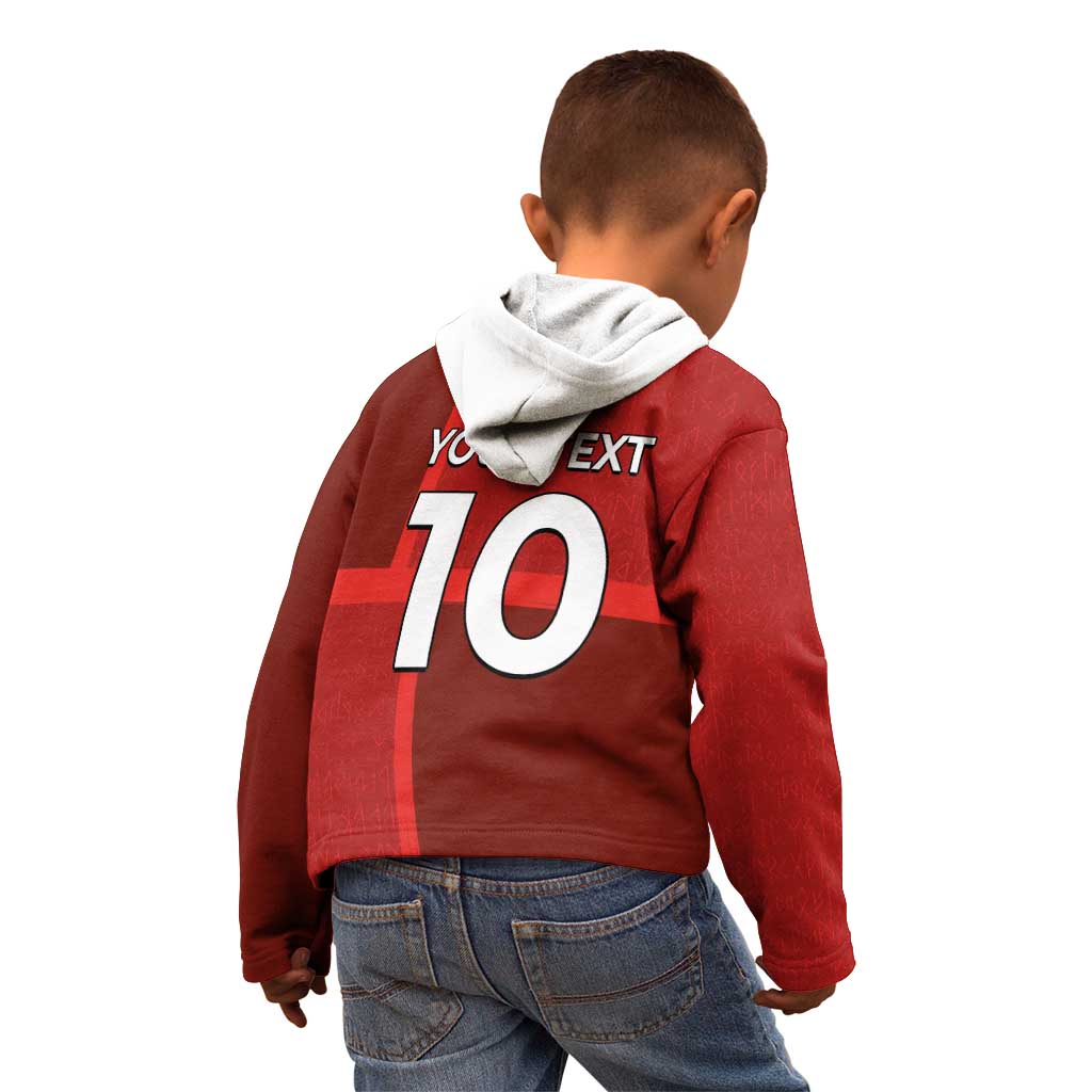 Custom Denmark Football Kid Hoodie Black Grunge Line and Rune Inspired Sporty Style