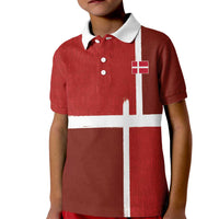 Custom Denmark Football Kid Polo Shirt Black Grunge Line and Rune Inspired Sporty Style