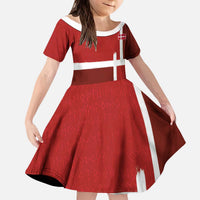 Custom Denmark Football Kid Short Sleeve Dress Black Grunge Line and Rune Inspired Sporty Style
