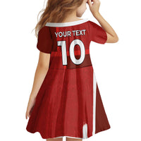 Custom Denmark Football Kid Short Sleeve Dress Black Grunge Line and Rune Inspired Sporty Style