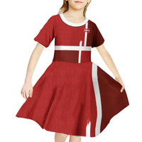 Custom Denmark Football Kid Short Sleeve Dress Black Grunge Line and Rune Inspired Sporty Style