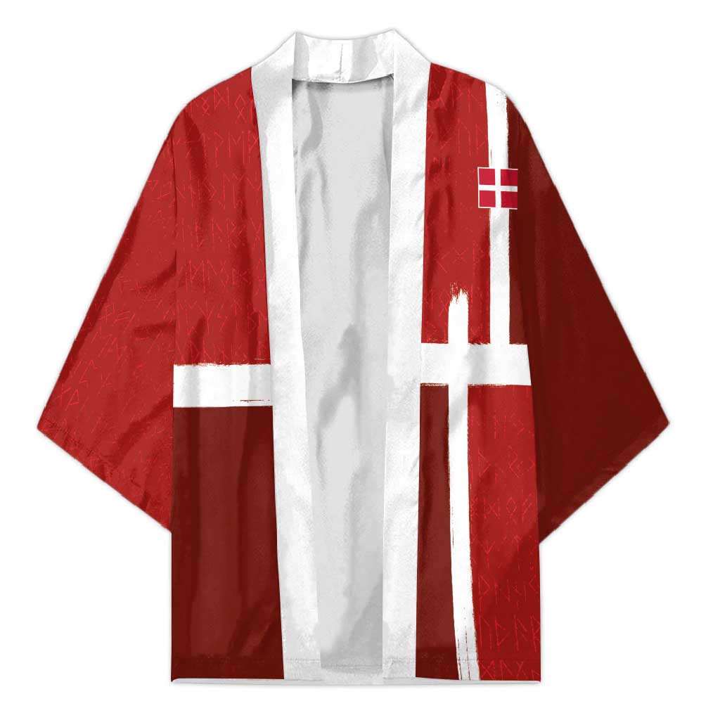 Custom Denmark Football Kimono Black Grunge Line and Rune Inspired Sporty Style