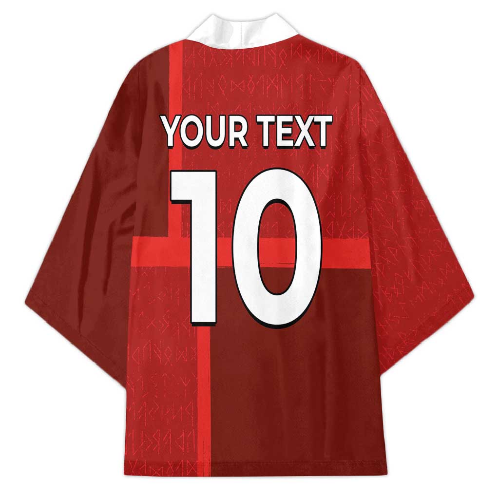 Custom Denmark Football Kimono Black Grunge Line and Rune Inspired Sporty Style