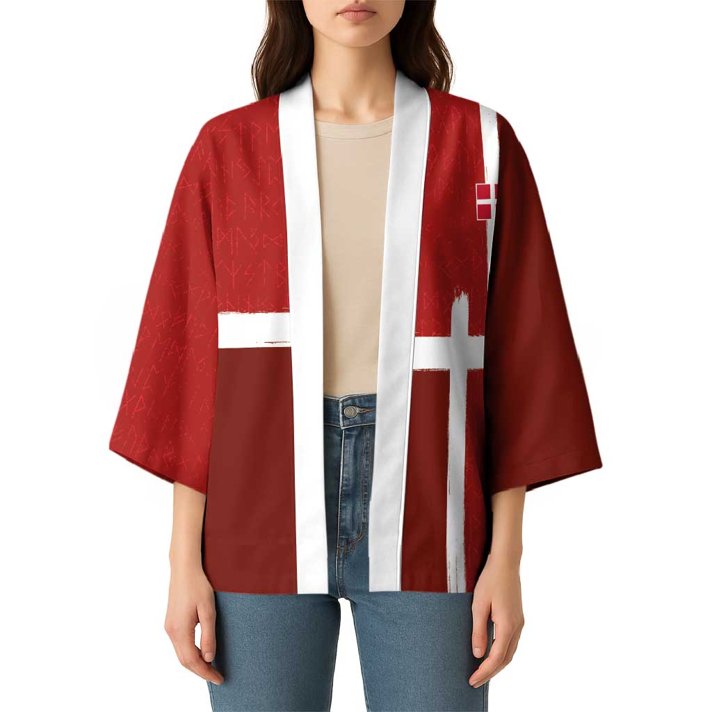 Custom Denmark Football Kimono Black Grunge Line and Rune Inspired Sporty Style