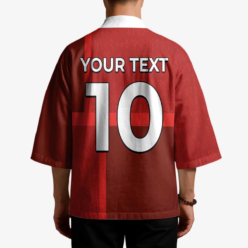 Custom Denmark Football Kimono Black Grunge Line and Rune Inspired Sporty Style