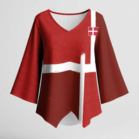 Custom Denmark Football Kimono Sleeve Blouse Black Grunge Line and Rune Inspired Sporty Style