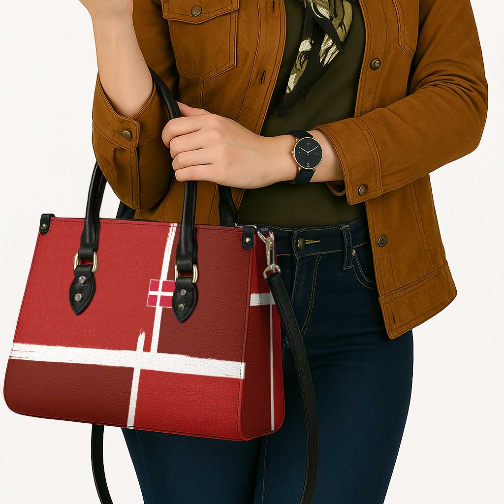 Denmark Football Leather Bag Black Grunge Line and Rune Inspired Sporty Style
