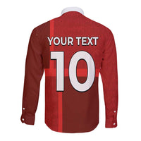 Custom Denmark Football Long Sleeve Button Shirt Black Grunge Line and Rune Inspired Sporty Style