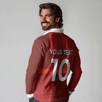 Custom Denmark Football Long Sleeve Polo Shirt Black Grunge Line and Rune Inspired Sporty Style