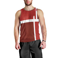 Custom Denmark Football Men Tank Top Black Grunge Line and Rune Inspired Sporty Style
