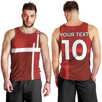 Custom Denmark Football Men Tank Top Black Grunge Line and Rune Inspired Sporty Style