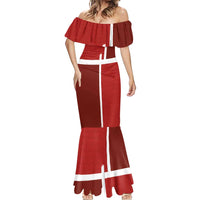 Custom Denmark Football Mermaid Dress Black Grunge Line and Rune Inspired Sporty Style