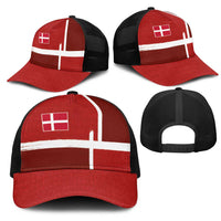 Denmark Football Mesh Trucker Cap Black Grunge Line and Rune Inspired Sporty Style