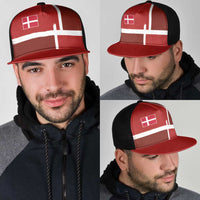 Denmark Football Mesh Trucker Cap Black Grunge Line and Rune Inspired Sporty Style