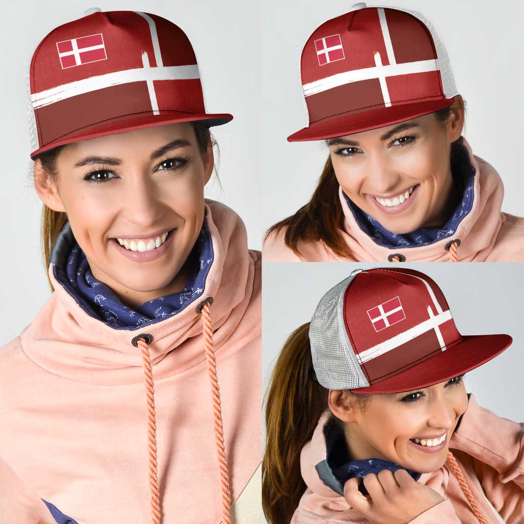 Denmark Football Mesh Trucker Cap Black Grunge Line and Rune Inspired Sporty Style