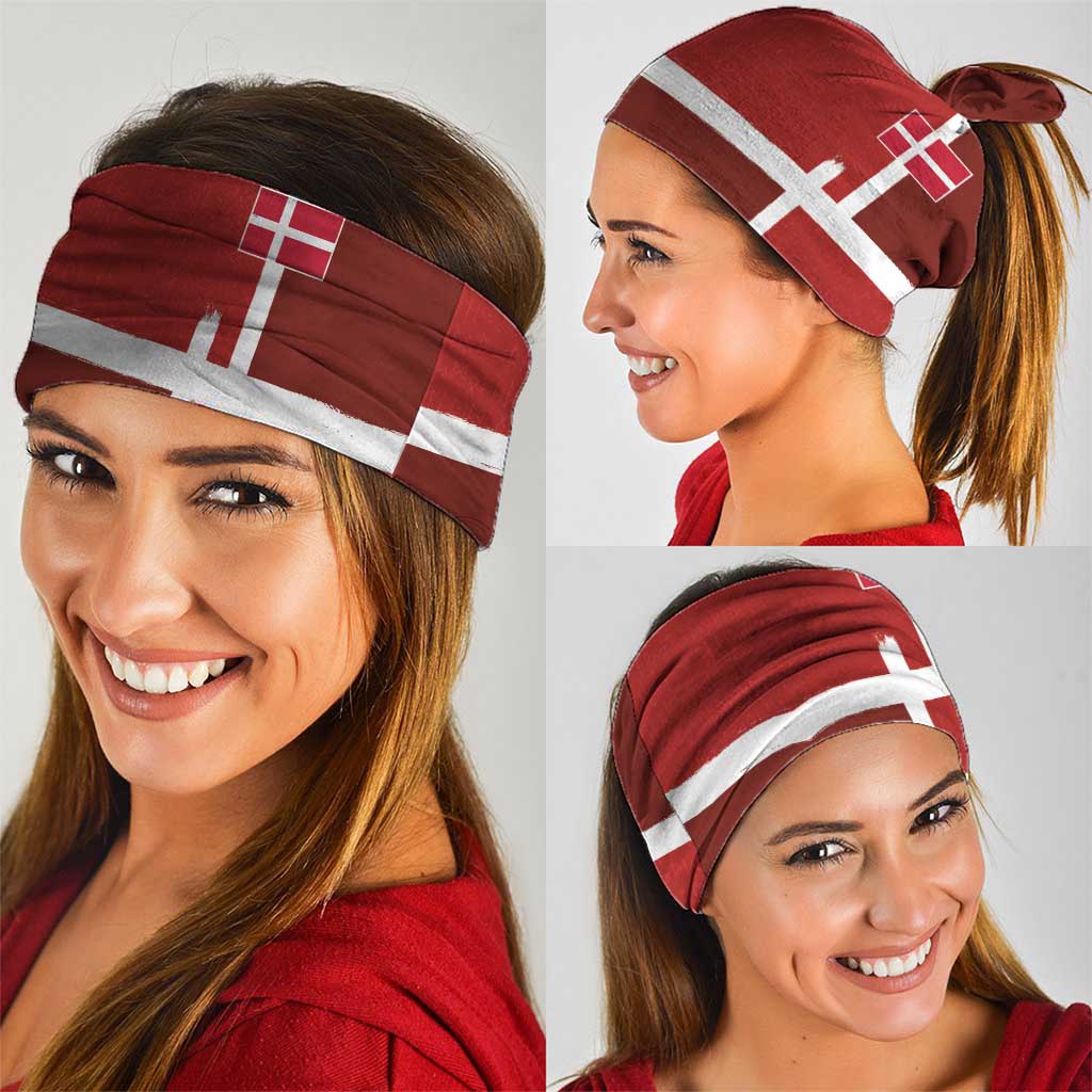 Denmark Football Neck Gaiter Black Grunge Line and Rune Inspired Sporty Style
