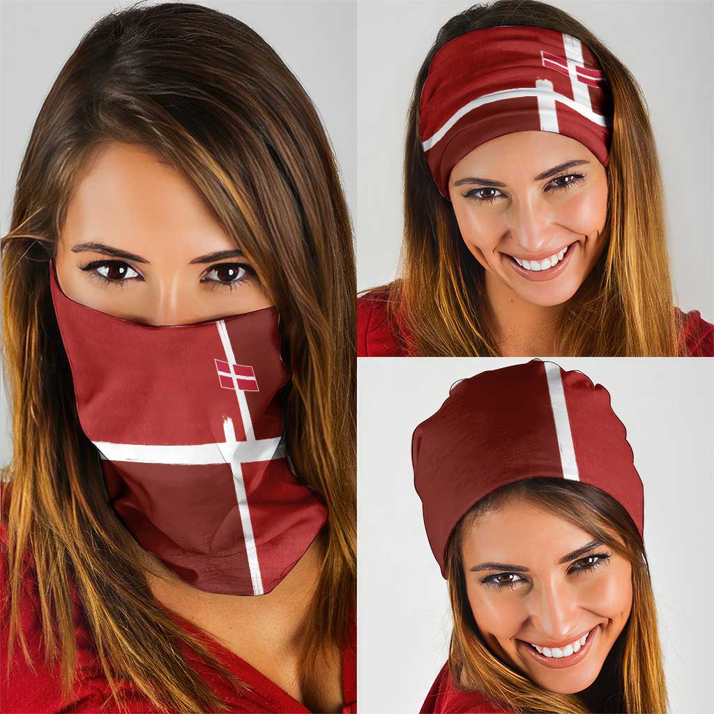 Denmark Football Neck Gaiter Black Grunge Line and Rune Inspired Sporty Style
