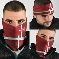 Denmark Football Neck Gaiter Black Grunge Line and Rune Inspired Sporty Style