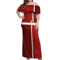 Custom Denmark Football Off Shoulder Maxi Dress Black Grunge Line and Rune Inspired Sporty Style