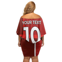 Custom Denmark Football Off Shoulder Short Dress Black Grunge Line and Rune Inspired Sporty Style