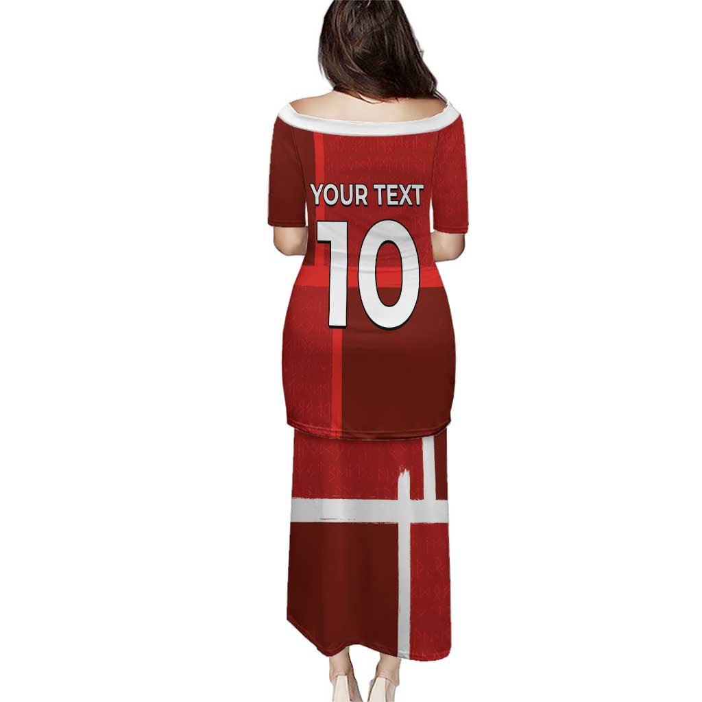 Custom Denmark Football Puletasi Black Grunge Line and Rune Inspired Sporty Style