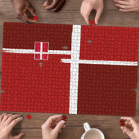 Denmark Football Puzzle Black Grunge Line and Rune Inspired Sporty Style