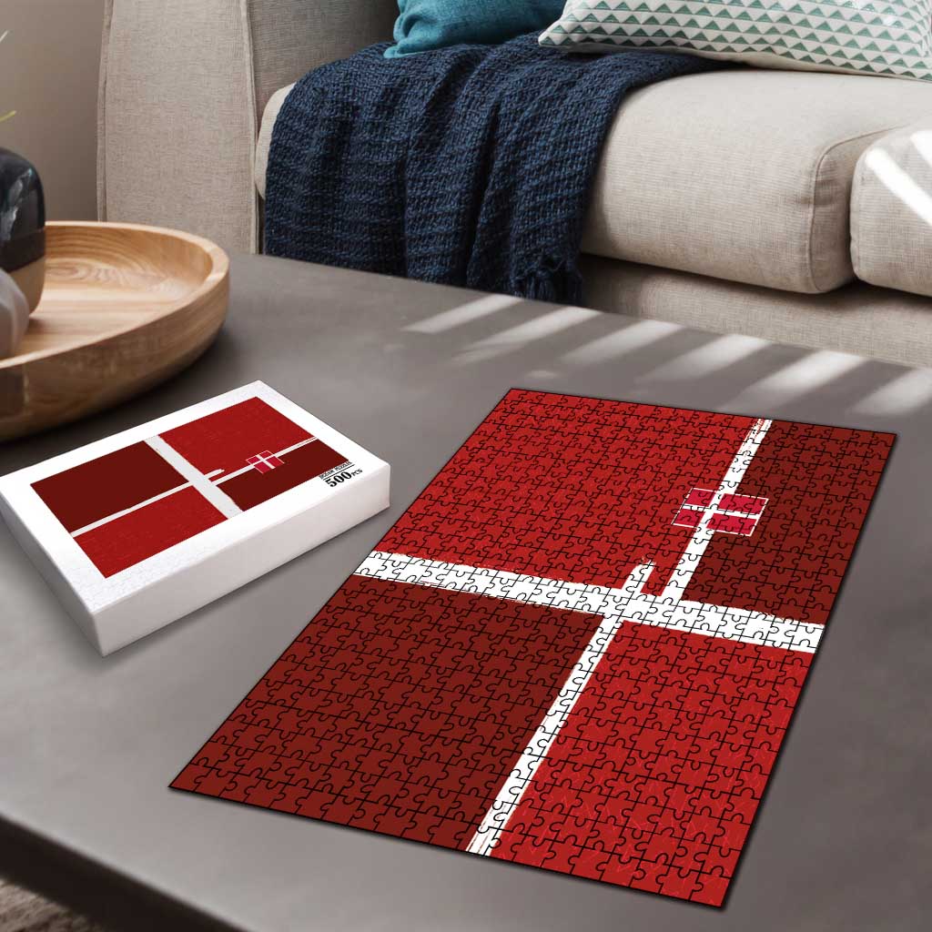 Denmark Football Puzzle Black Grunge Line and Rune Inspired Sporty Style
