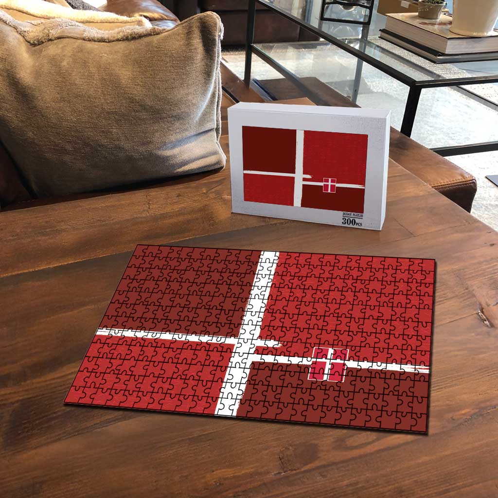 Denmark Football Puzzle Black Grunge Line and Rune Inspired Sporty Style