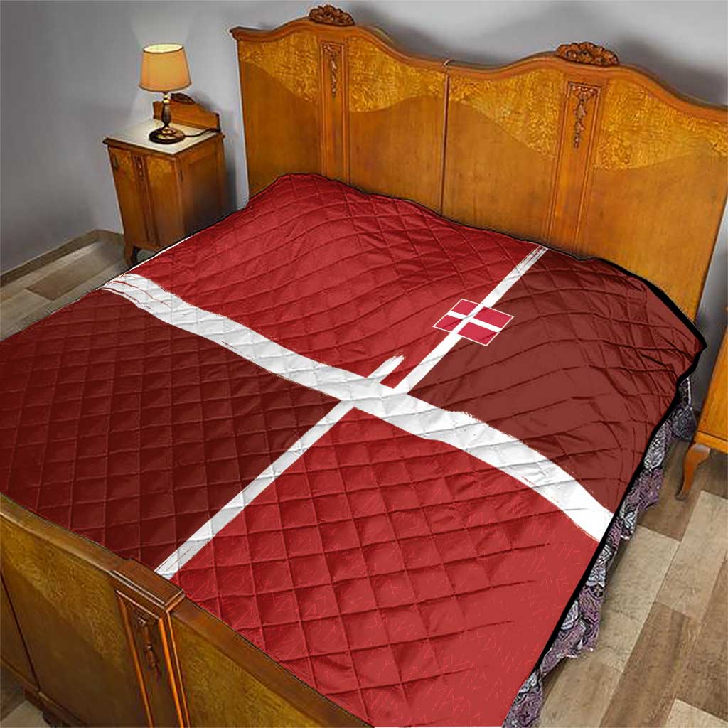 Denmark Football Quilt Black Grunge Line and Rune Inspired Sporty Style