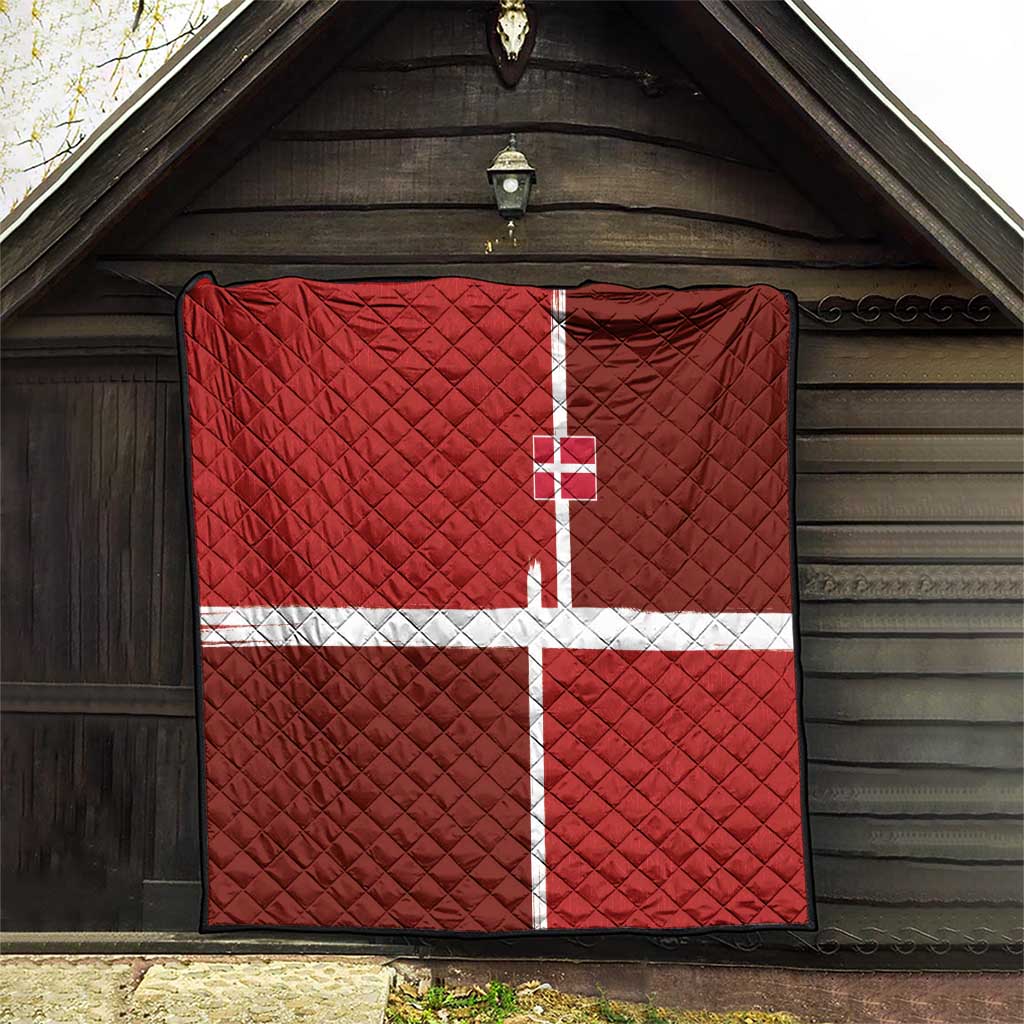 Denmark Football Quilt Black Grunge Line and Rune Inspired Sporty Style