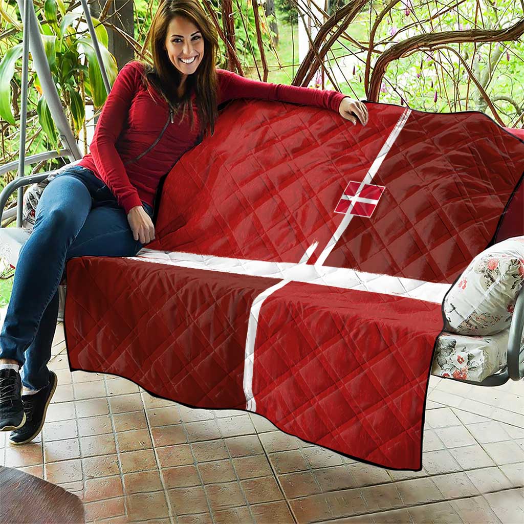 Denmark Football Quilt Black Grunge Line and Rune Inspired Sporty Style